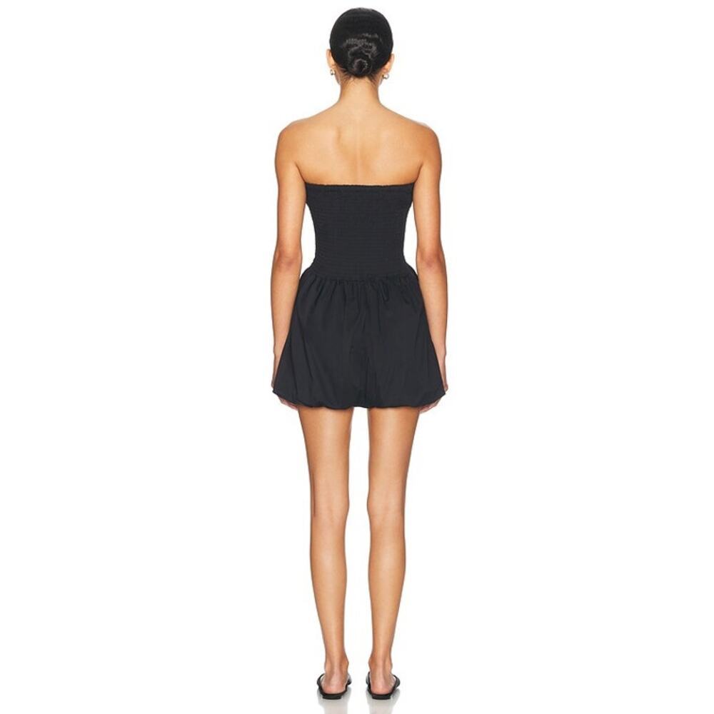 Simon Miller Via Mini Dress L Black Cotton Smocked Strapless Bubble Hem - Picture 4 of 9